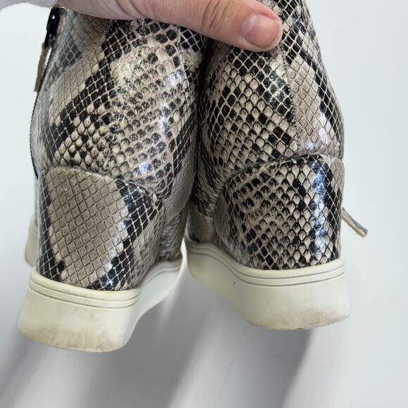 MIA Shoes‎ Womens 8.5 Christie Black Tan Snake Reptile Wedge Sneakers - Picture 11 of 12